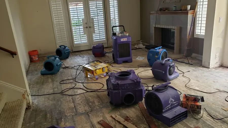 Drying equipment set after water damage in Derry, NH